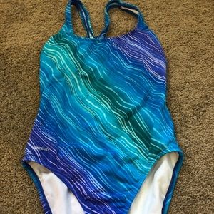 Pretty Teal And Purple Racerback Speedo